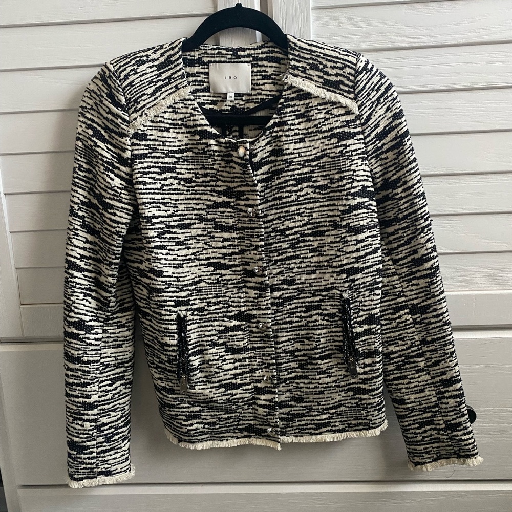 Iro Lizzie frayed edge stitched jacket
